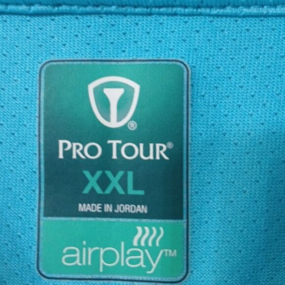Pro Tour Airplay  aqua blue golf polo dress shirt Sz XXL EUC - Picture 4 of 5